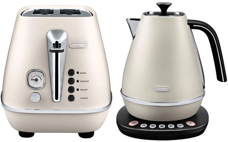 NEW Delonghi CTI2003WKBI2011W Distinta Toaster and Digital Kettle Pack