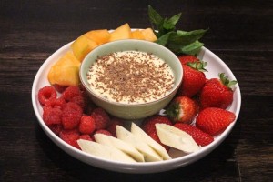 white chocolate and passionfruit dip