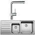 Blanco NAYA9SRP-LINUS Double Bowl Left Hand Drainer Sink and Tap image NaN