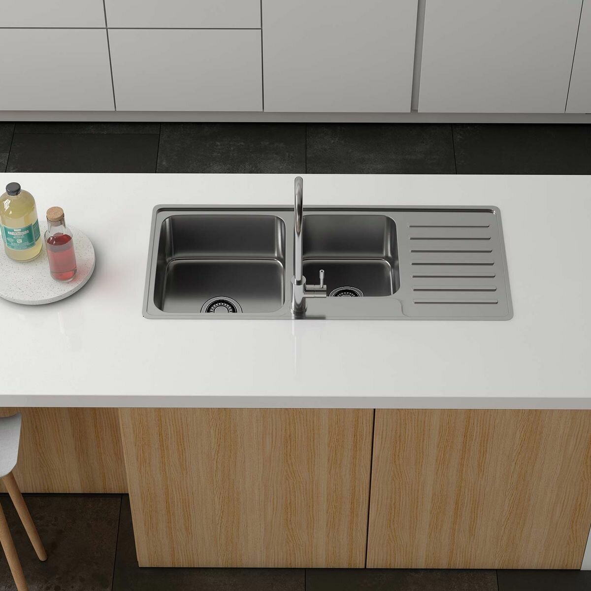 Left hand hotsell drainer sink