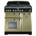 Falcon 90cm Classic Deluxe Freestanding Dual Fuel Oven/Stove Olive Green and Chrome CDL90DFOG-CH hero image