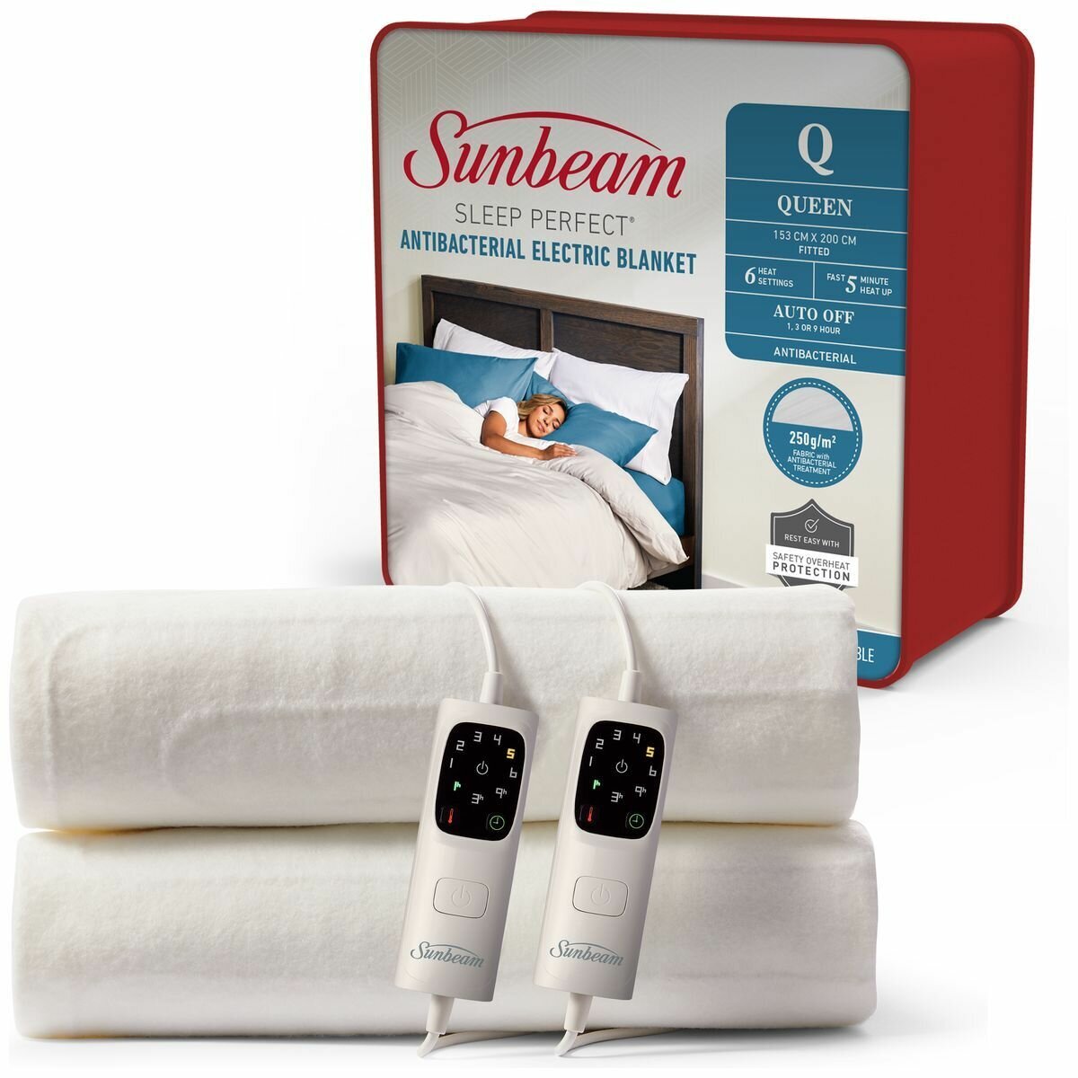 Sunbeam Sleep Perfect Anti Bacterial Queen Electric Blanket BLA6351 hero image