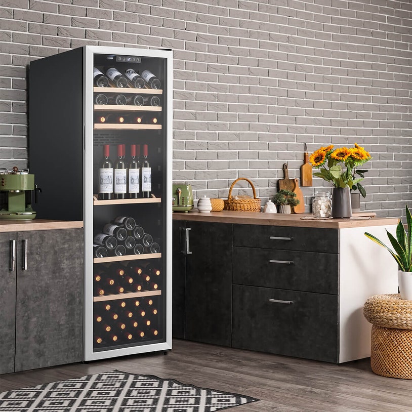 LeCavist 168 Bottle Single Zone Wine Cabinet Stainless Steel