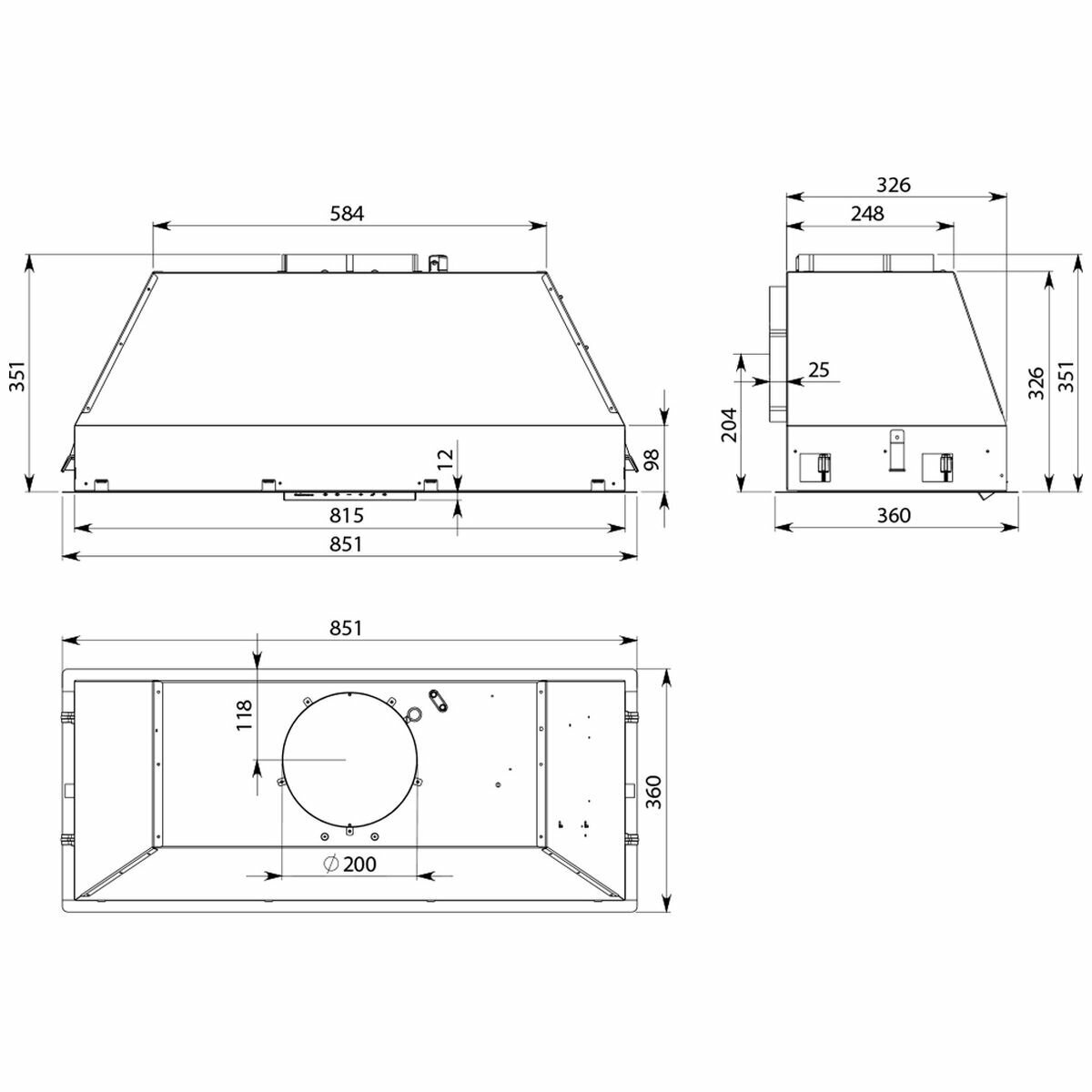 Falmec Milano+ 90cm Deep Under Cupboard Rangehood with External Roof Motor FP3MLD90S2-ER2010 hero image