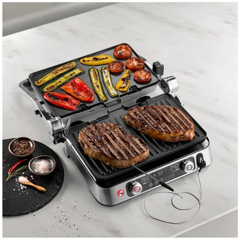DeLonghi MultiGrill 1100 with ThermoProbe Contact Grill and BBQ ...