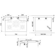 Smeg 72cm Classic Gas On Tempered Glass Cooktop PV375NAU hero image