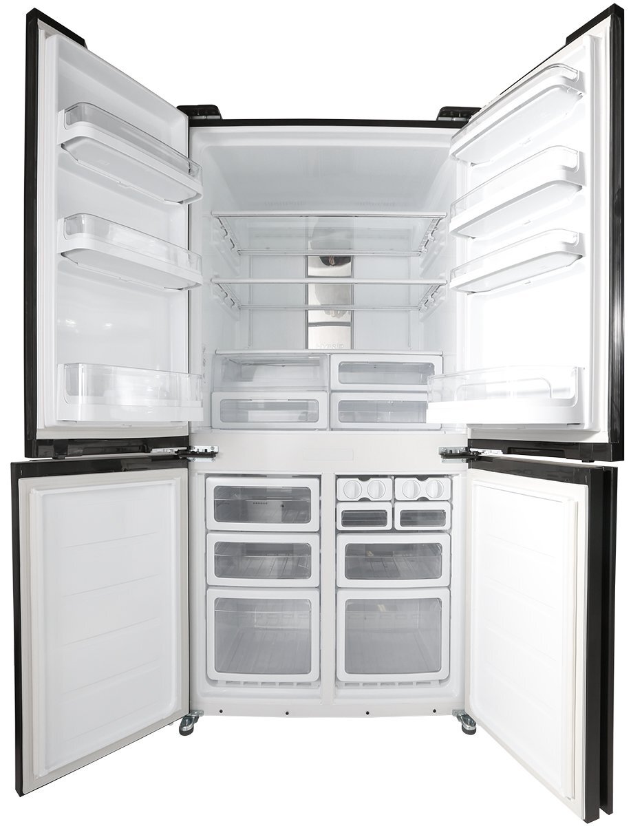 Sharp 676l french 4 on sale door refrigerator glass black sjfj676vbk