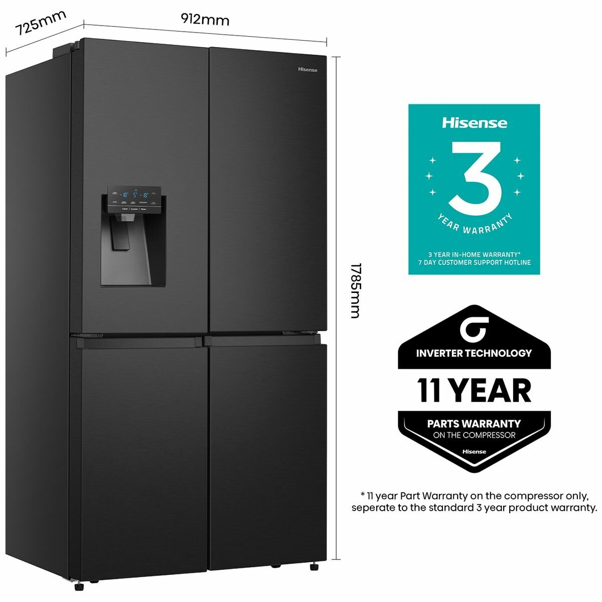 Hisense black double door fridge deals
