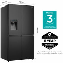Hisense 585L French Door Fridge Black Steel with Dark Interior HRCD585BWB hero image
