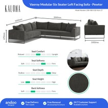 Kalona Vaeroy Modular Six Seater Left Facing Sofa Pewter 208-04B-01B-VILA-27 hero image