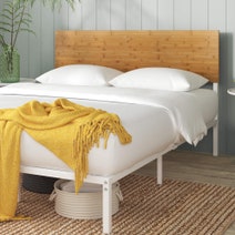 Zinus Figari Queen Metal and Bamboo Bed Frame With Adjustable Headboard White AU-FBOBH2-39Q hero image