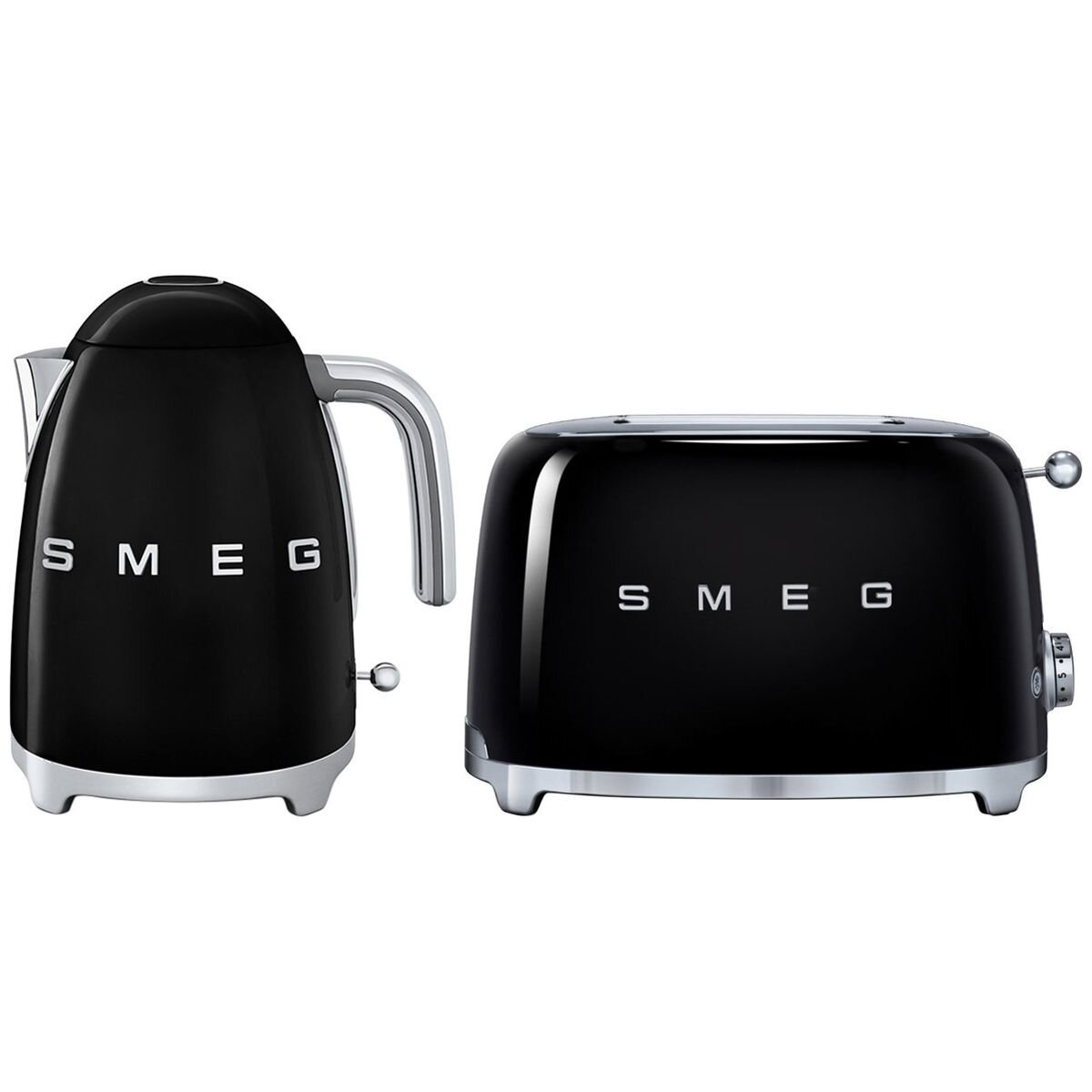 Smeg Black Kettle and 2 Slice Toaster Pack KLF03BLAUTSF01BLAU