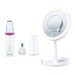 Beurer Facial Hair Remover and Illuminated Cosmetic Mirror Bundle BS45HL16 hero image