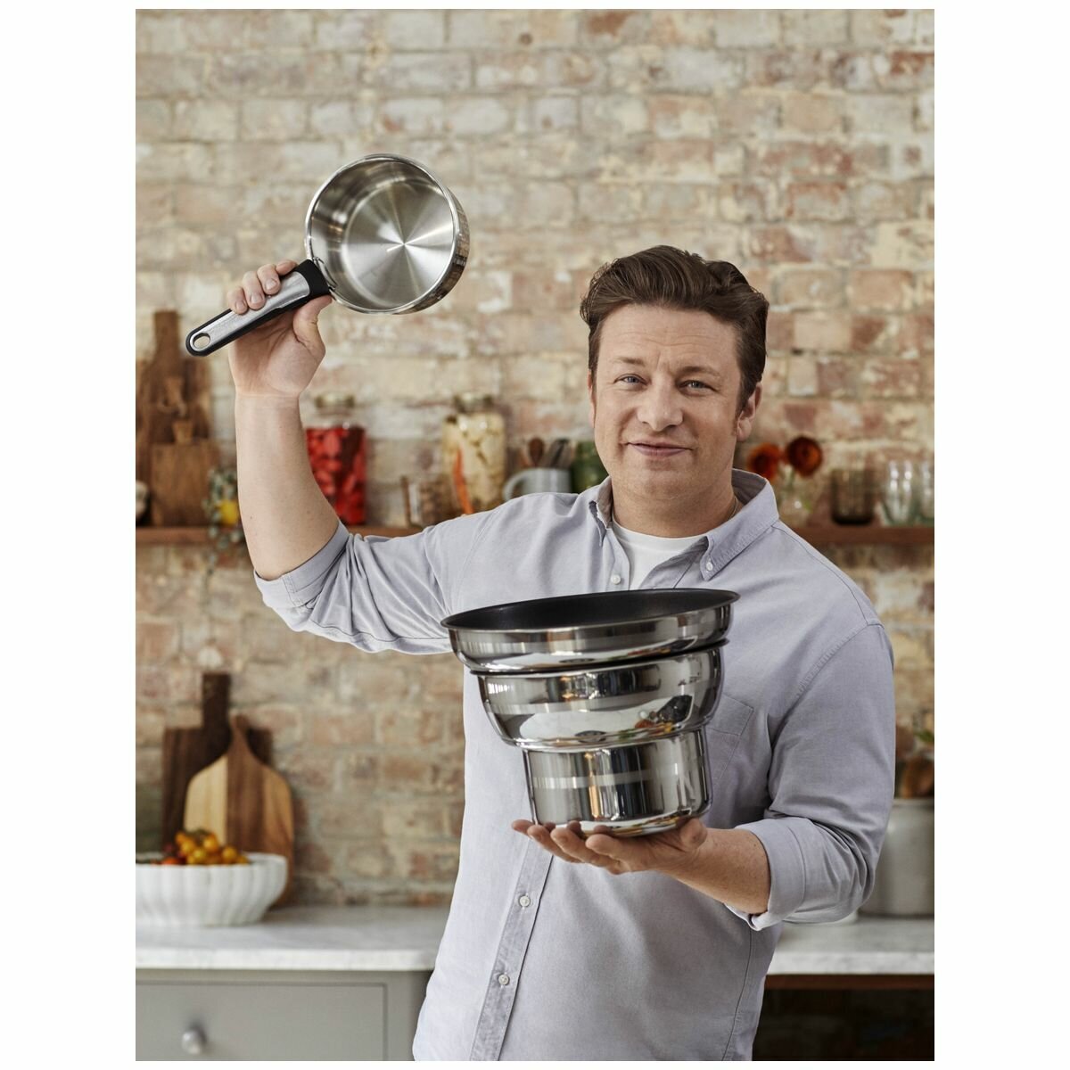 Tefal Jamie Oliver Ingenio Non-Stick Induction 3 Piece Pot Cookware Set L9569516 hero image