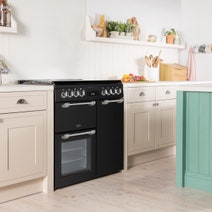 Beko 90cm Multifunction Dual Fuel Black Freestanding Oven BRC916GMB hero image