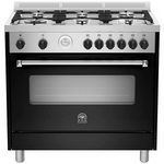 La Germania 90cm Americana Series Matte Black Dual Fuel Freestanding Oven AMS96C61LBNE hero image