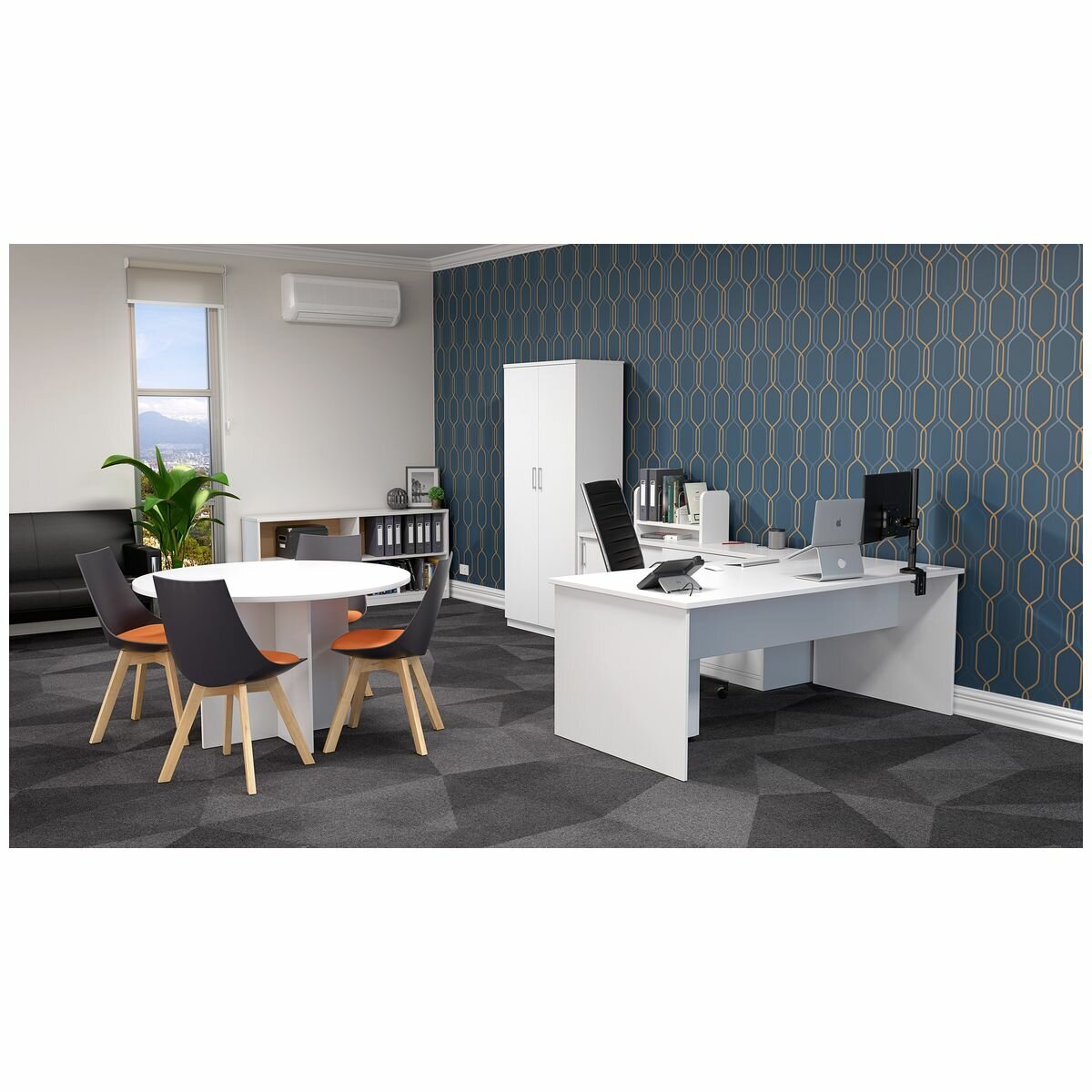 OLG EkoSystem Meeting Table with White Worktop x900 Round OG_EKMT9_W hero image