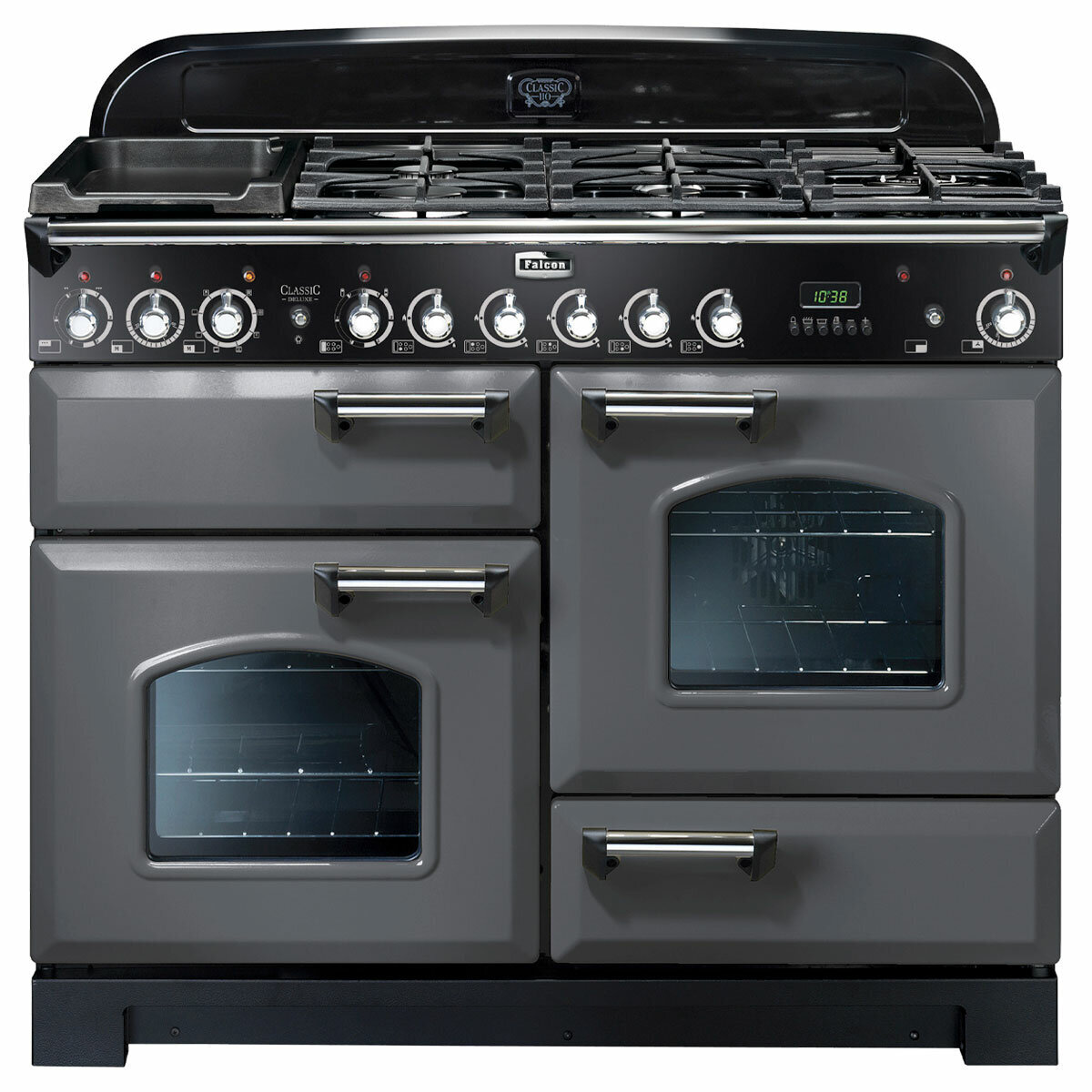 Falcon 110cm Classic Deluxe Freestanding Dual Fuel Oven/Stove Slate and Chrome CDL110DFSL-CH hero image