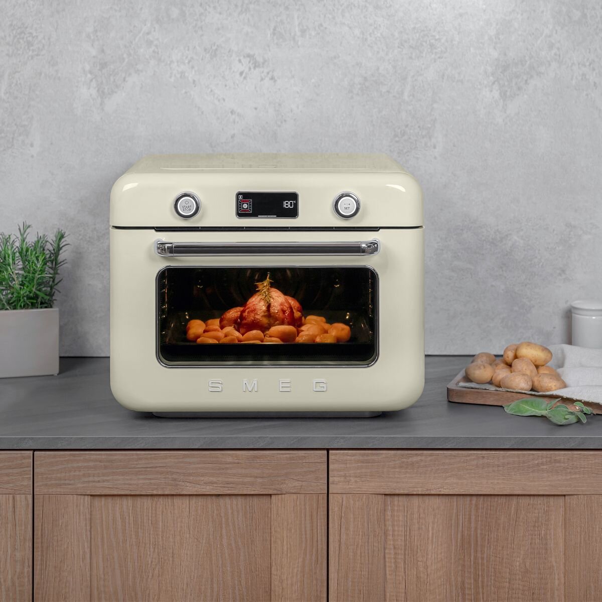 SMEG Retro Style Benchtop Combi-Steam Oven Cream COF01CRAU hero image