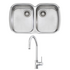 Oliveri Monet Double Bowl Sink and Venice Chrome Pull Out Tap Pack VE520FCR-PMO70U image NaN