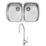 Oliveri Monet Double Bowl Sink and Venice Chrome Pull Out Tap Pack VE520FCR-PMO70U hero image