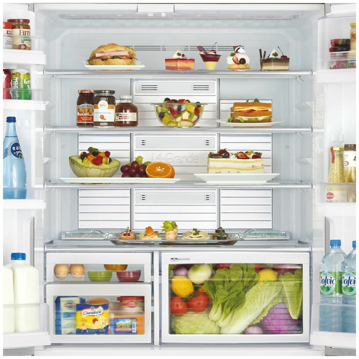 Mitsubishi 710l l4 glass best sale grande french door fridge