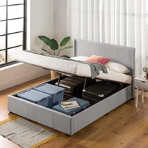 Zinus Maddon Double Upholstered Gas Lift Bed Frame Light Grey AU-FPPST1-12D hero image