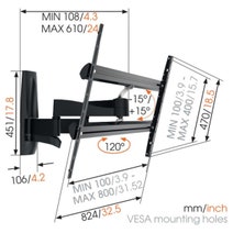 Vogel's WALL2450B Full-Motion TV Wall Mount for 55 to 100 Inch TVs Black hero image