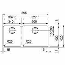 Franke Mythos 500/340mm and 1 and 1/2 Bowl Right 3 Way Installation Sink with Accessories MYX220-5034FPCSBR hero image