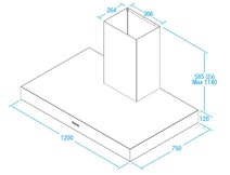 Whispair X5N12S5.EPP 120cm New York BBQ Canopy Rangehood with Pro Plus External Remote Motor hero image