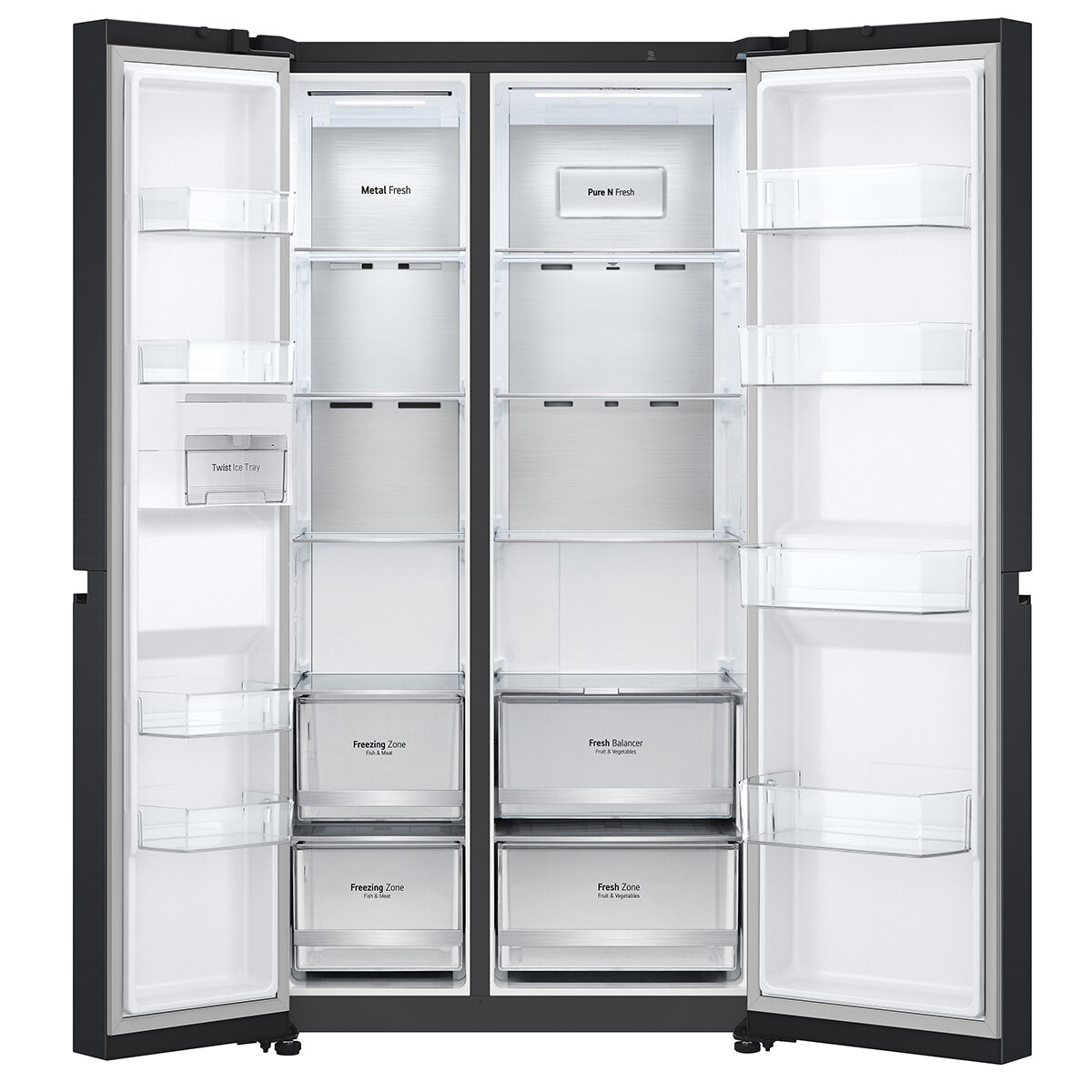 LG 655L Side by Side Fridge Matte Black GS-B600MBL hero image