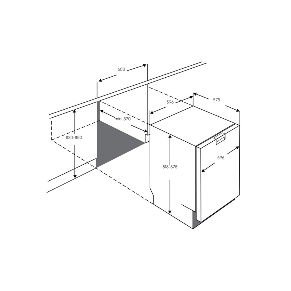 Electrolux esf8735rkx comfortlift under cheap bench dishwasher