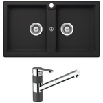 Abey Schock Typos Double Sink & Armando Vicario ISA Kitchen Mixer - Onyx TN200T2B hero image