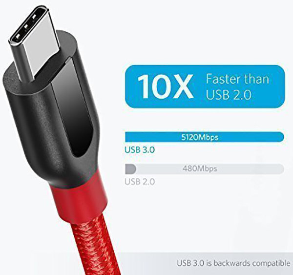 Anker A8168H91 PowerLine+ .9m USB-C to USB-A 3.0 Cable with Pouch hero image