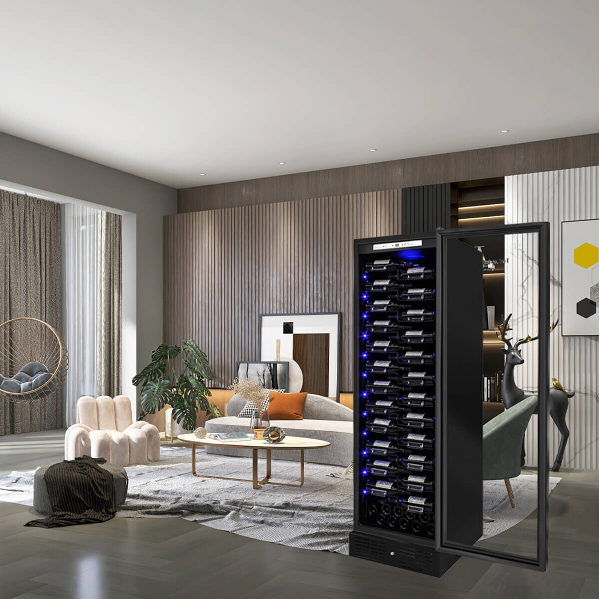 LeCavist 157 Bottle Single Zone Label View Wine Fridge LCS155VN1ZPRO hero image