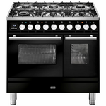 ILVE Professional Plus Series 90cm Dual Fuel Six Burner Double Oven with Milano Knobs PD096DWE3BK hero image