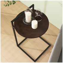Zinus Round Metal and Wood Bedside Table Dark Brown AU-UTNST3-24B hero image