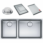 Franke Mythos 500/340mm and 1 and 1/2 Bowl Left 3 Way Installation Sink with Accessories MYX220-5034FPCSBL hero image