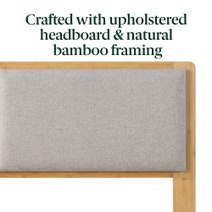 Zinus Arden Queen Bamboo Wood Bed Frame with Upholstered Headboard AU-FPWNH8ZC-08Q hero image