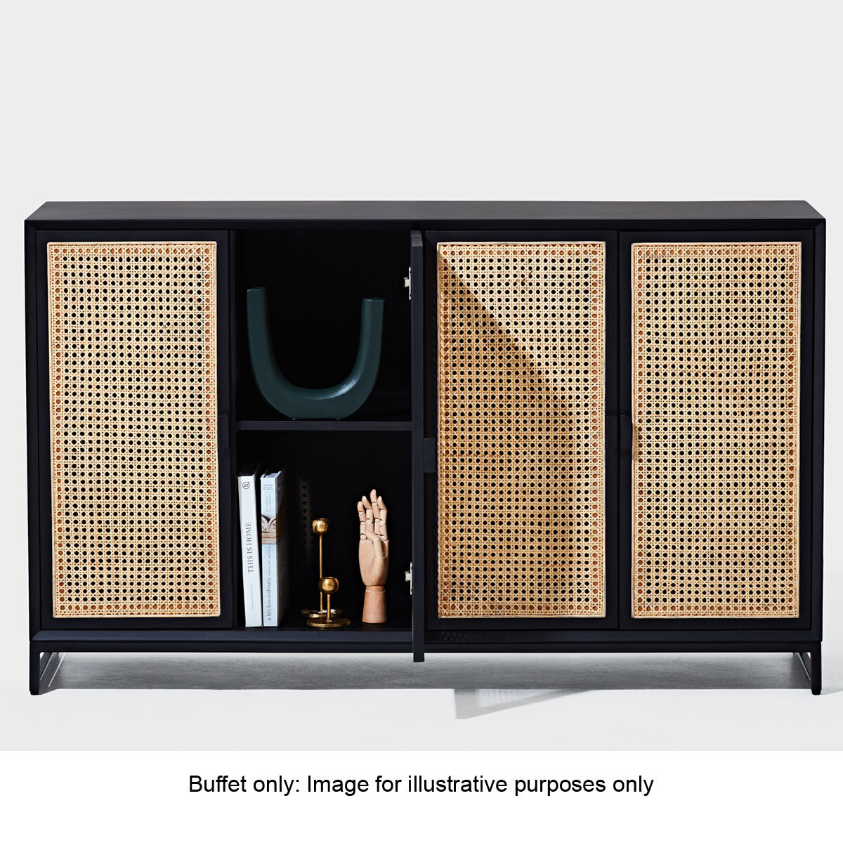 Reddie Suzy Teak Black Frame Natural Rattan Doors Buffet BUSZ150X45X90W3M1 hero image