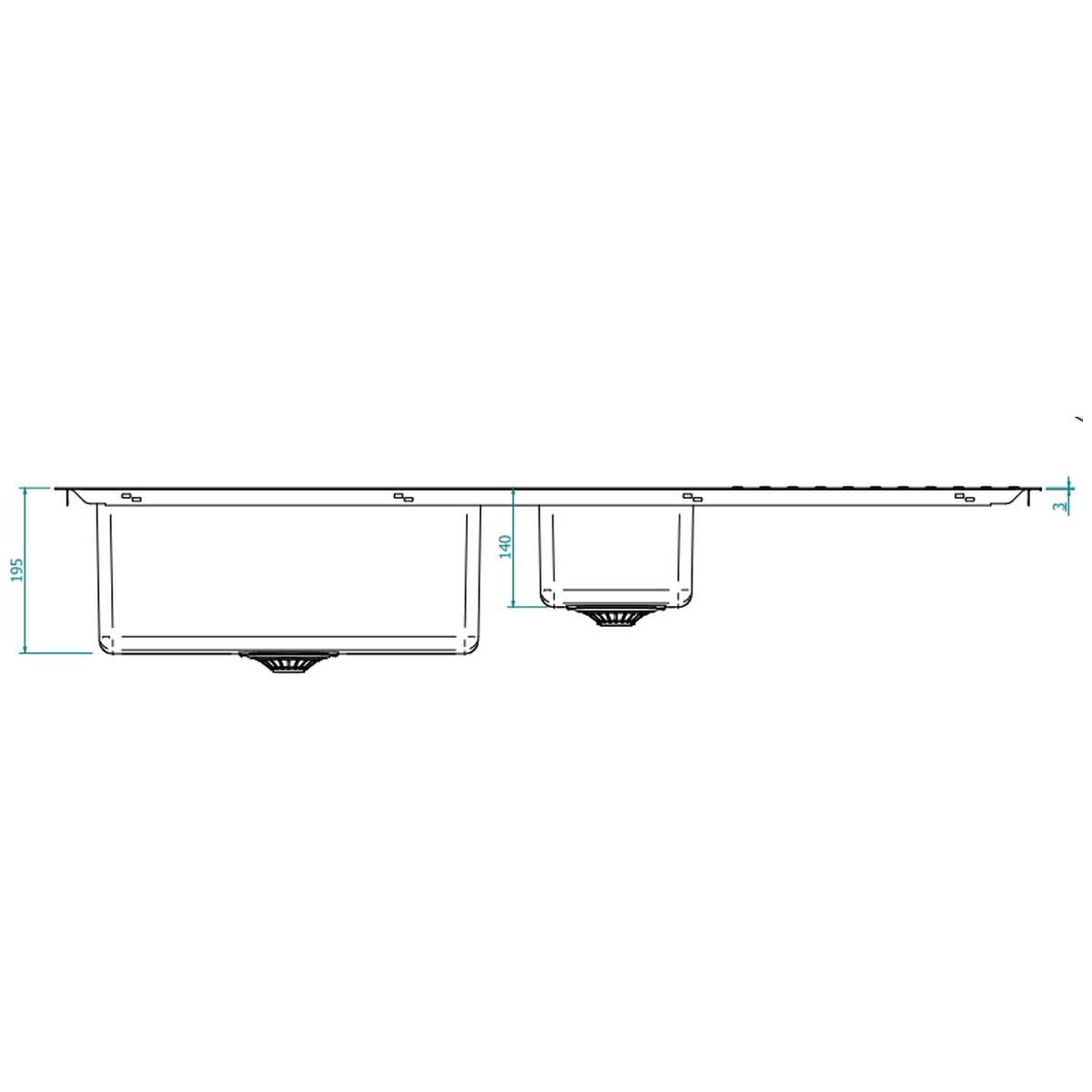 Barazza Select 1200x500 1 & 1/3 Left Hand Bowl Sink with Drainer 1ISX120L hero image