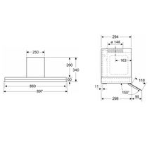Siemens 90cm iQ500 Integrated Design Built Under Rangehood Black Glass LJ97BAM60 hero image