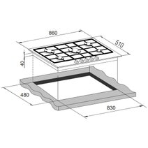 TRINITY 90cm Gas Cooktop 5 Burners Black Tempered Glass TRG900BK hero image