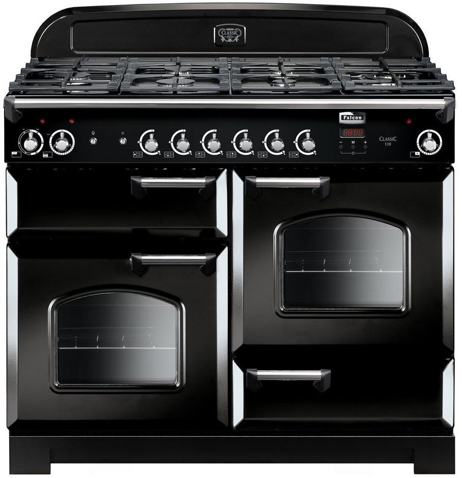 Falcon 110cm Classic Freestanding Dual Fuel Oven/Stove Black and Chrome CLA110DFFBL-CH hero image
