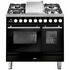 ILVE Professional Plus Series 90cm Dual Fuel Four Burner Teppanyaki Double Oven with Milano Knobs PD09FDWE3BK image NaN