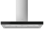 Smeg 90cm Universale Canopy Rangehood Stainless Steel with Black Glass Front KBT9L4VN hero image