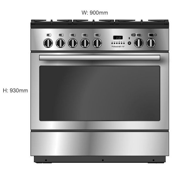Falcon 90cm Professional FXP Freestanding Dual Fuel Pyrolytic Oven/Stove Black and Chrome PROP90FXPDFGBCH hero image