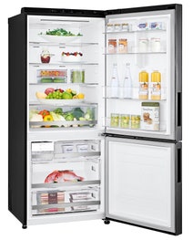 LG 420L Bottom Mount Fridge Matte Black GB-455MBL hero image