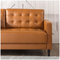 Zinus Benton Mid-Century Faux Leather Sofa 3 Seater - Cognac AU-USSBTF-3CL hero image