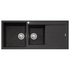 Oliveri Santorini 1 and 3/4 Bowl Topmount Sink with Right Hand Drainer Black ST-BL1511-OF image NaN